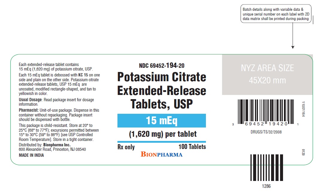 NDC 69452019420 Potassium Citrate 15 meq/1 Details HelloPharmacist