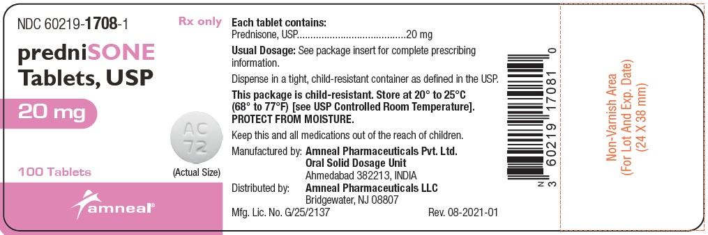 Predcor NDC 60219-1708 prednisone 20 mg/1 Details | HelloPharmacist