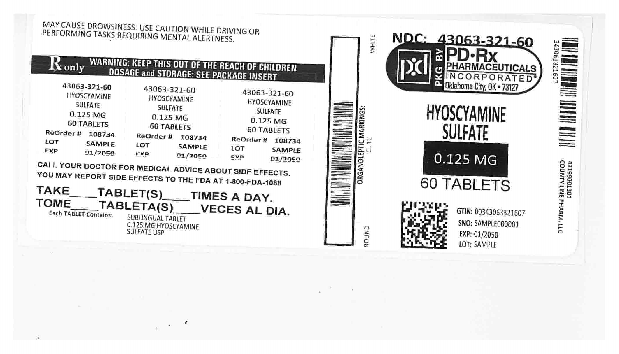 NDC 43063 0321 60 Hyoscyamine Sulfate 0 125 Mg 1 Details HelloPharmacist Ndc 43063 0321 60 hyoscyamine sulfate 0 125 mg 1 details hellopharmacist