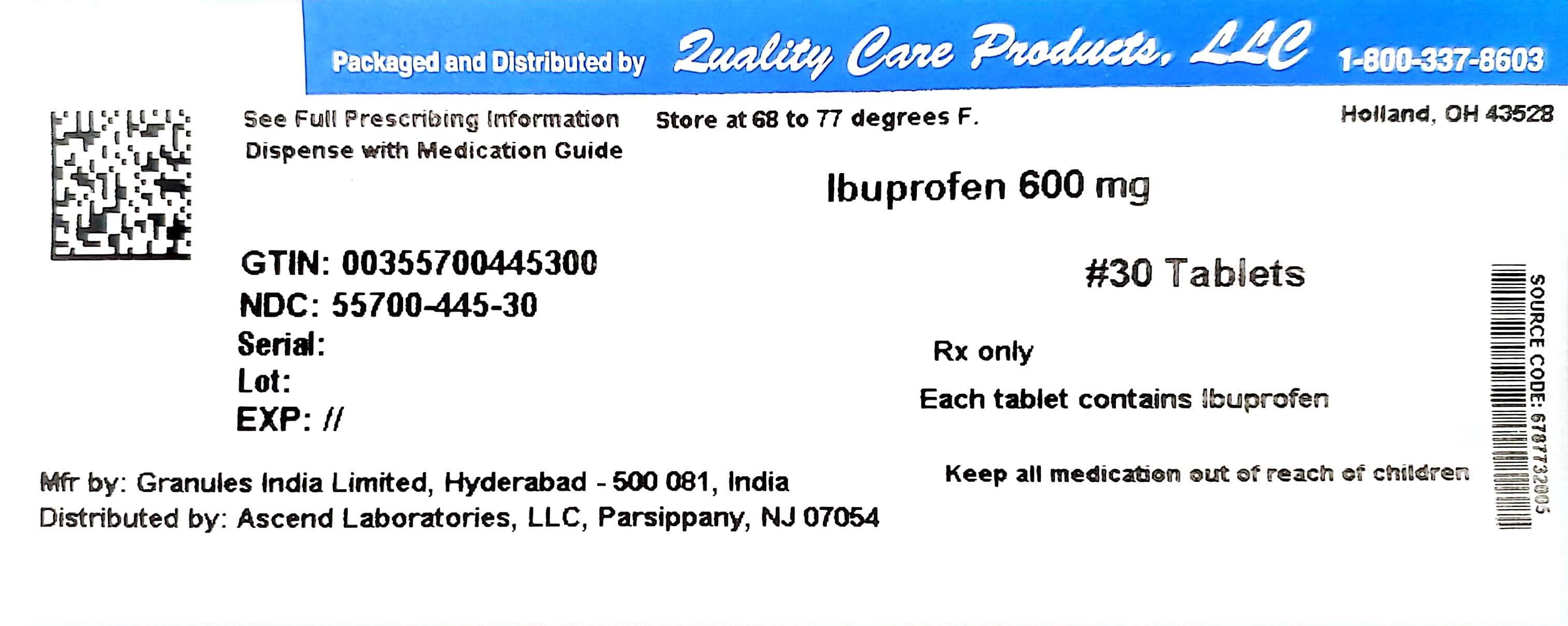 NDC 55700044520 Ibuprofen 600 mg/1 Details HelloPharmacist